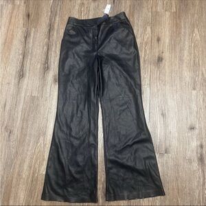 Express Faux Leather Flare Trouser Pants Womens 12R Black High Rise Y2K Mob Wife